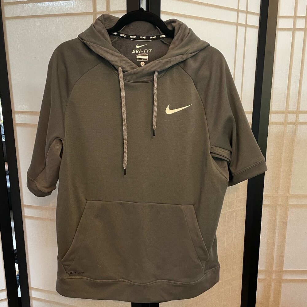Nike Olive Green Dri-FIT Short Sleeve Hoodie